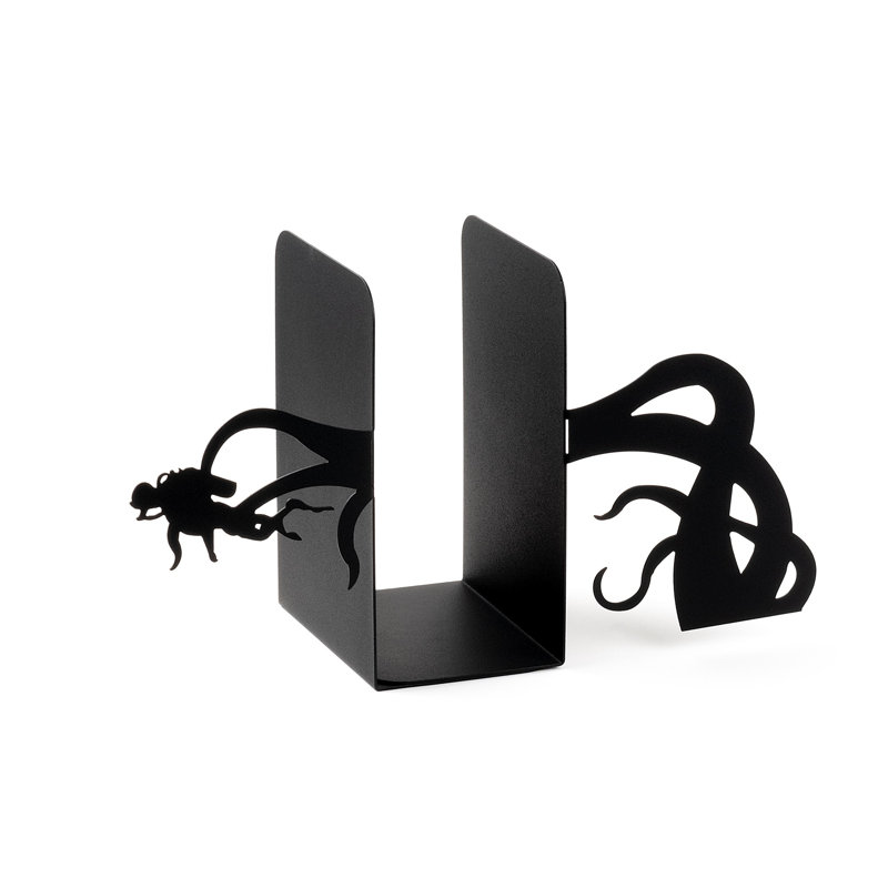 Serre-livres en métal durable (2 pièces), finition noire, 10,6 po x 8,3 po x 5,5 po | Fabrication 100% métal, épaisseur: 0,6 po | Idéal pour organiser des livres, des magazines et des dossiers, une conception élégante pour la maison et le bureau