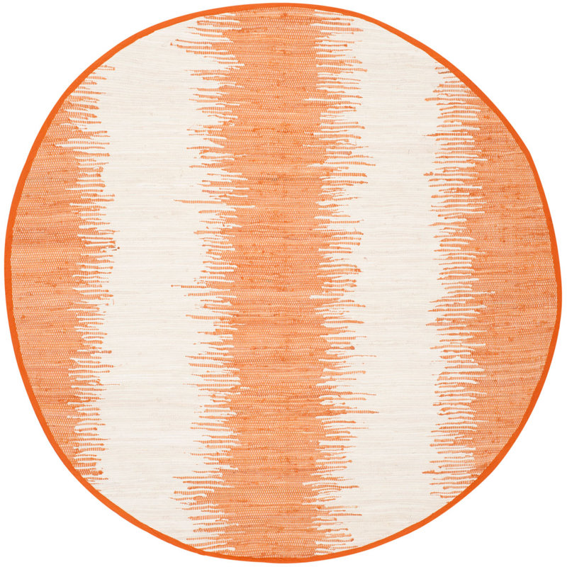 Parvin Hand Woven Cotton Striped Rug, Round 6'