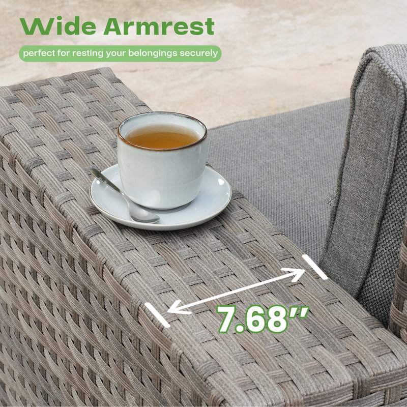 Baili 5 - Person Outdoor Wicker Sectional Seating Group with Cushions, Modern Modular Rattan Conversation Set, Patio Furniture Set with Wide Armrest