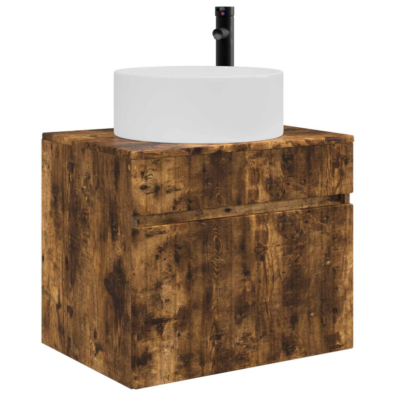Engineered Wood Bathroom Cabinet, Smoked Oak