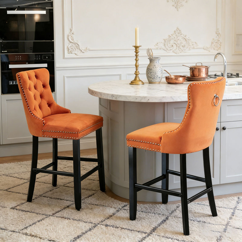 Chaise de salle à manger rembourrée moderne, Orange