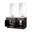 Meuble-lavabo double en chêne brun 60 po X P 22 po D, comptoir en quartz blanc, ensemble de robinet et Miroirs-118024614
