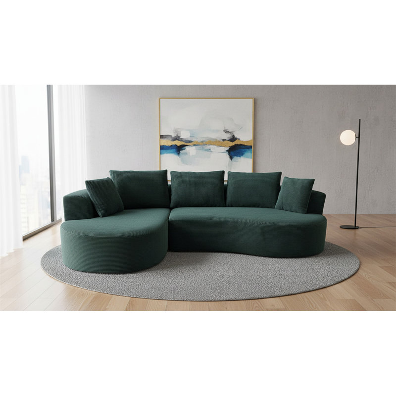 Ensemble de canapé modulaire courbé 2 pièces avec coussins, Dark Green
