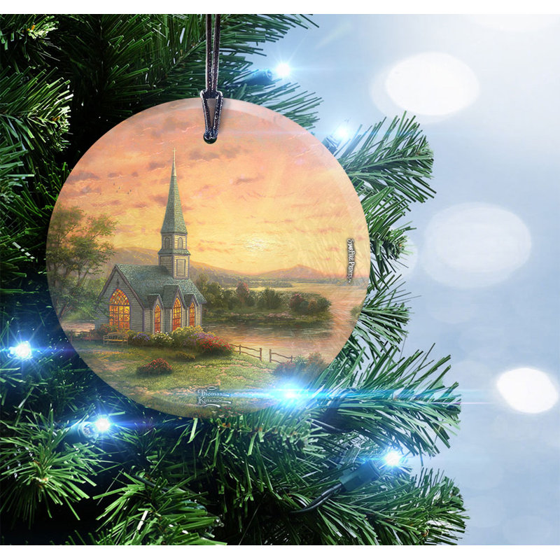 Décoration de verre en forme de verre chapel starfire prints Thomas Kinkade