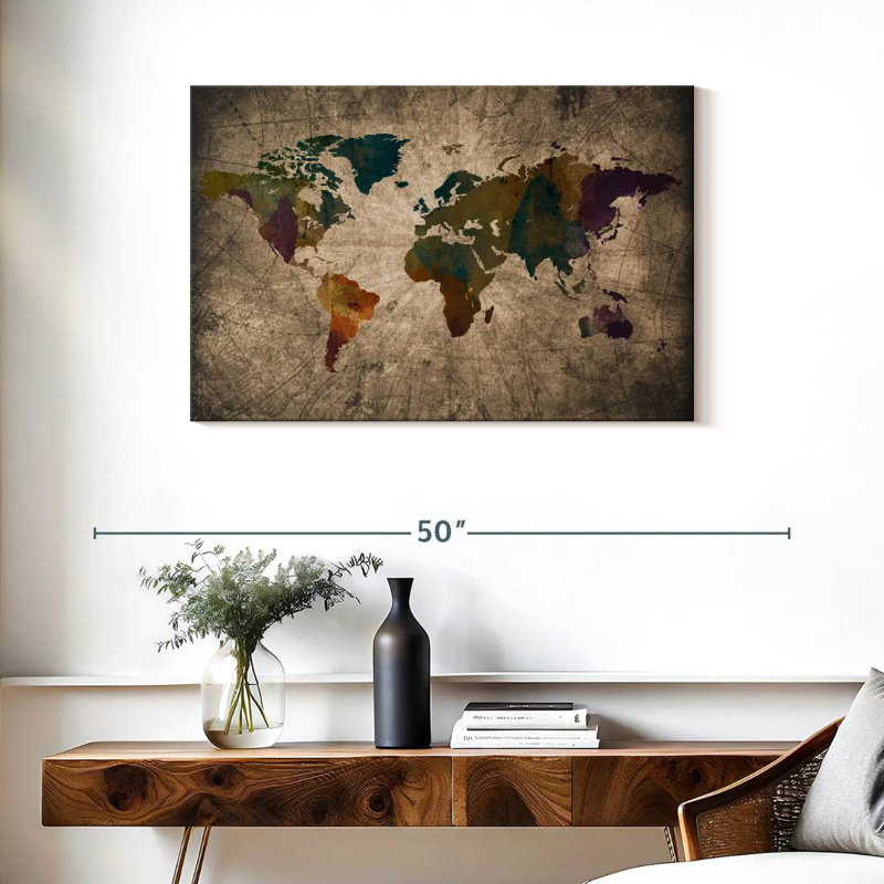 Carte du monde Aliaz XLIV, H 24 po x l 36 po