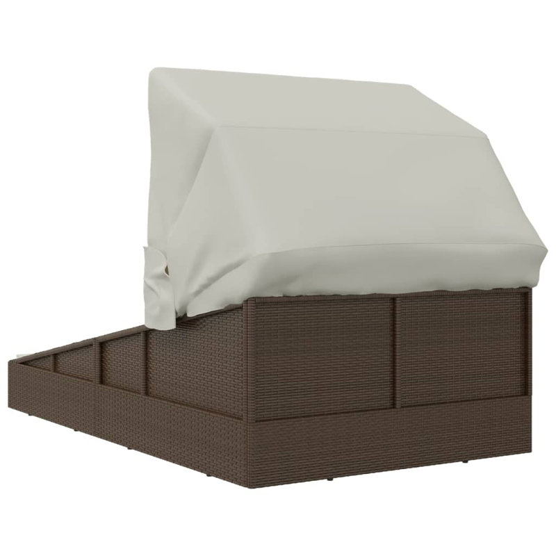 78.7'' Wide Patio Daybed with Cushions, Cream , Brown