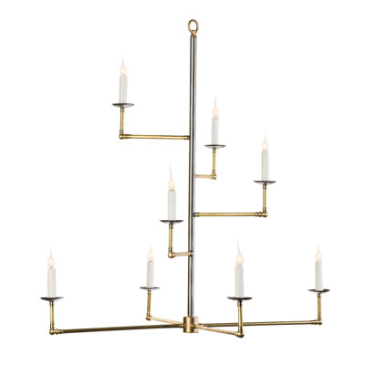 Brass 8 - Light Dimmable Tiered Chandelier