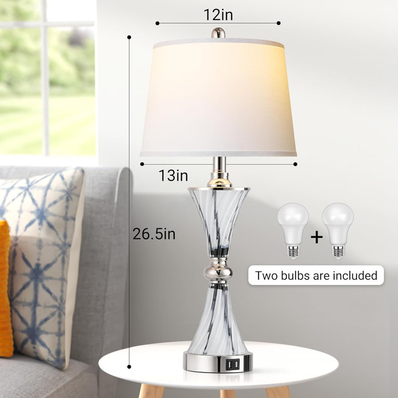 Ahola Table Lamp, Gray, 26" H x 12" W x 12" D