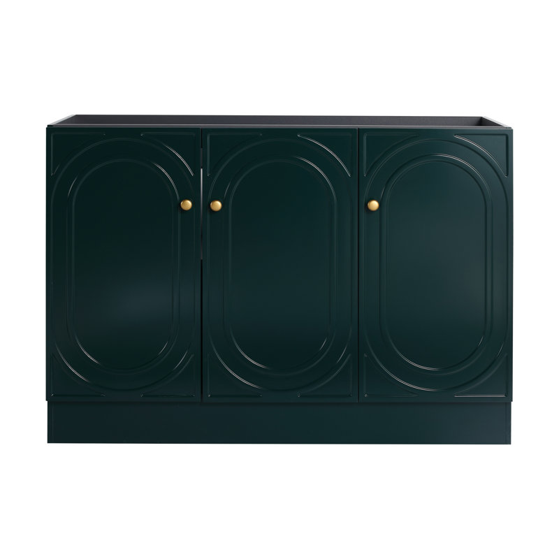 Base de meuble-lavabo autoportant 48 po avec 3 portes à fermeture douce Lucas, Vert foncé