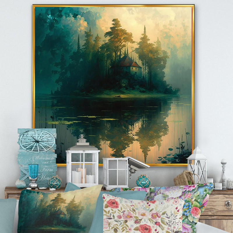 «Mysterious Island in the Morning Dawn», reproduction sur toile, H 16 po x l 16 po x P 1 po, Cadre flottant doré