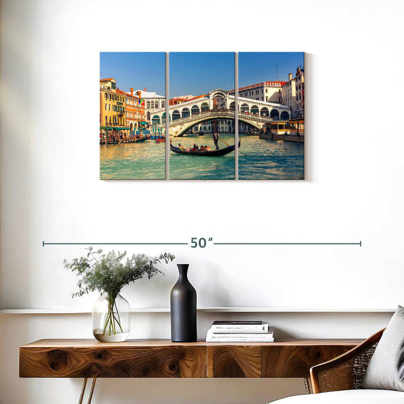 Gondole et pont du Rialto, H 20 po x l 33 po