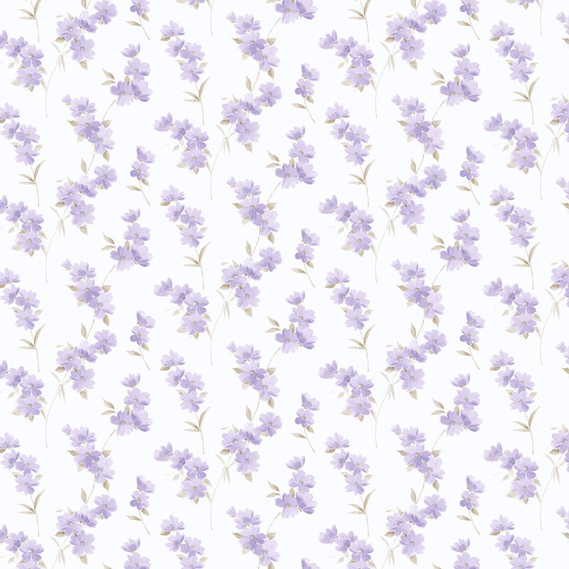Papier peint floral 32,7 pi x 20,5 po Amaranthine, Mauve / Brun / Blanc