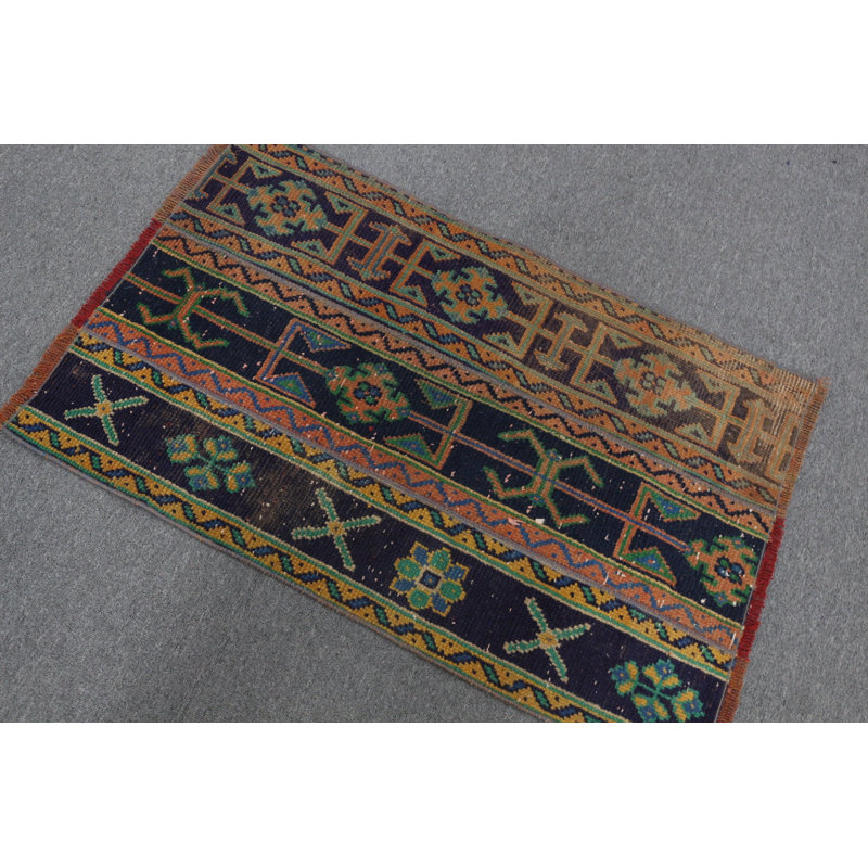 Tapis de voiture et de tapis de voiture rétro en patchwork turc rétro dans des tons bleus apaisants tissés à la main pour la qualité