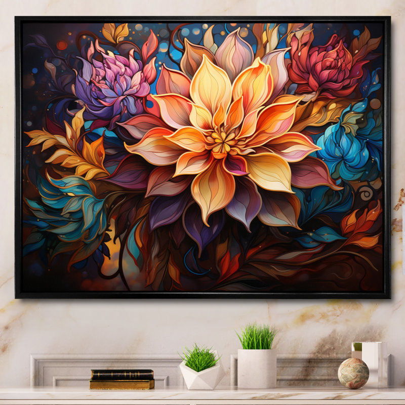 " Opt Luminous Kaleidoscope II ", Black Floater Framed, 16" H x 32" W x 1" D