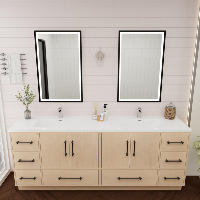 Victoria 83.5'' Yellow Oak Double Freestanding Vanity with Acrylic Top