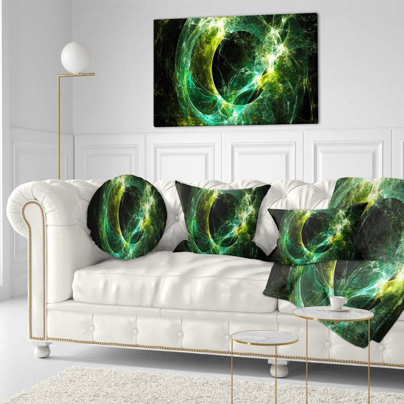Éclair vert scintillant - coussin imprimé abstrait