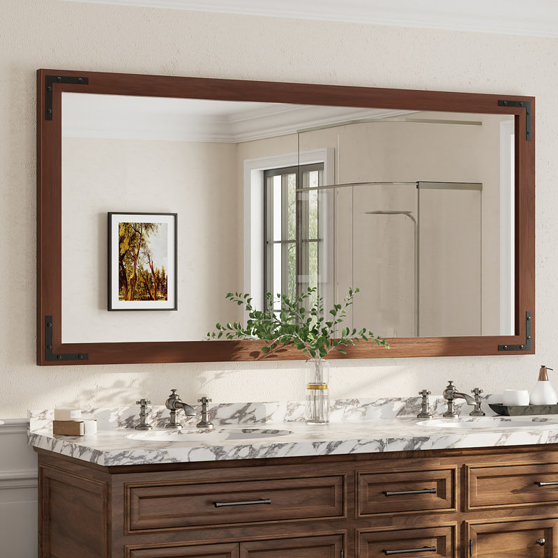 Miroir mural Amara Rustic Farmhouse, 72 po x 36 po, Brun