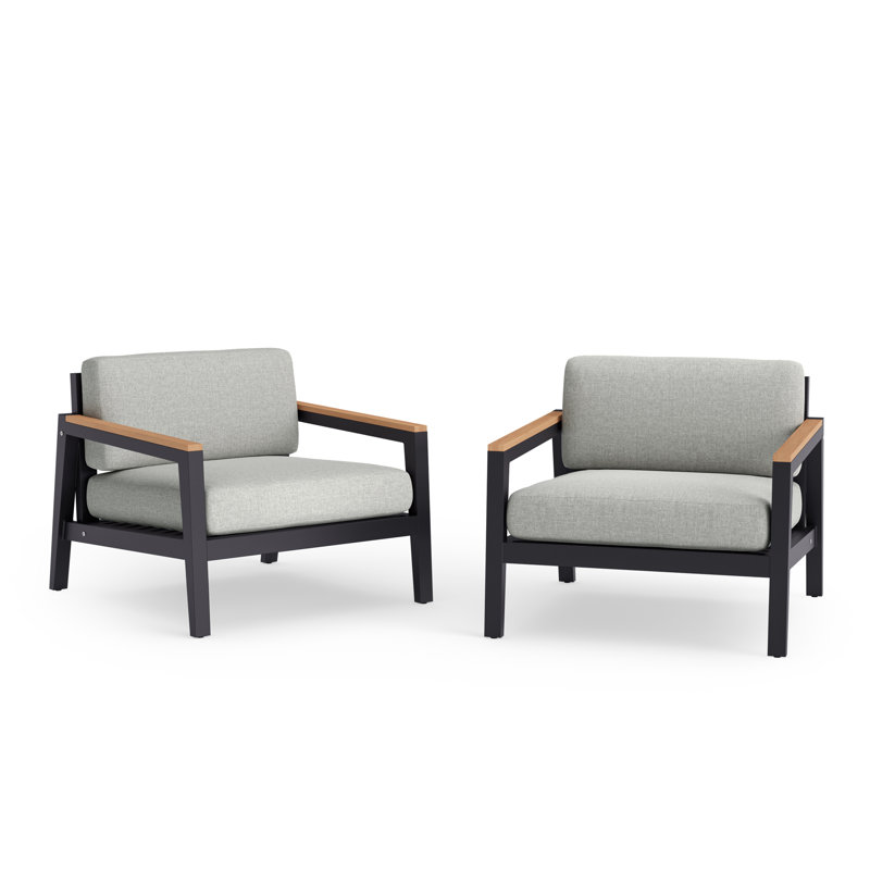 Outdoor Furniture Rhodes Patio Chair with Sunbrella Cushions, Cast Silver Sunbrella®, Charcoal Aluminum