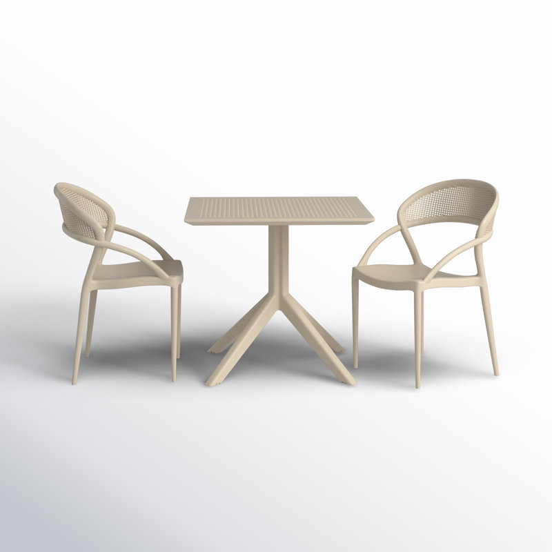Farrah Patio 3 Piece Bistro Set, Taupe