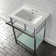 Ceramic Rectangular Console Bathroom Sink with Overflow