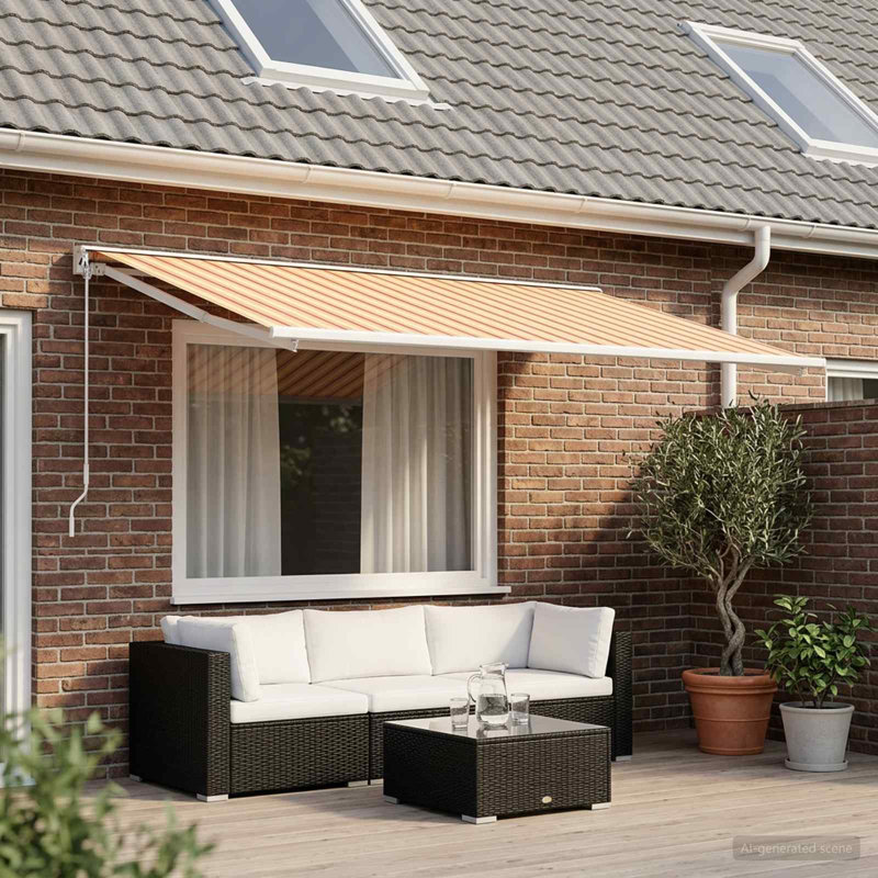 VidaXL Polyester Cover Retractable Fabric Replacement, Does Not Applycm H x 400cm W x 350cm D, Striped, Multicolour