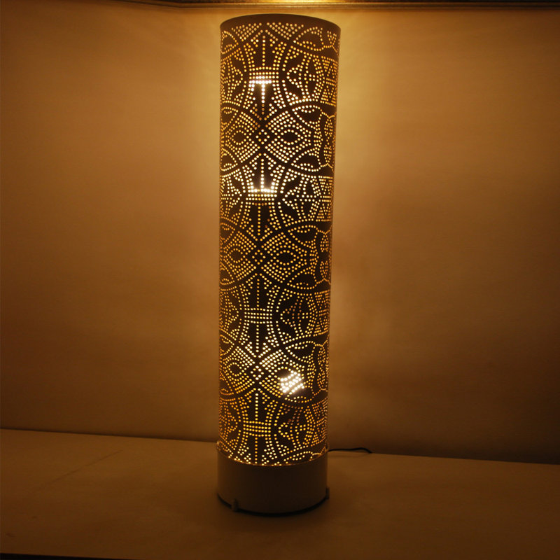 Chau 66cm Column Floor Lamp, White/Gold