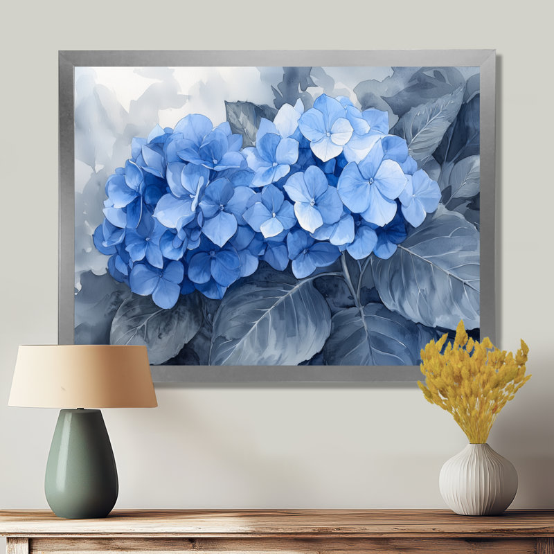 Ilkinas - Floral Wall Art, Single Picture Framed Print, Silver, 12" H x 20" W