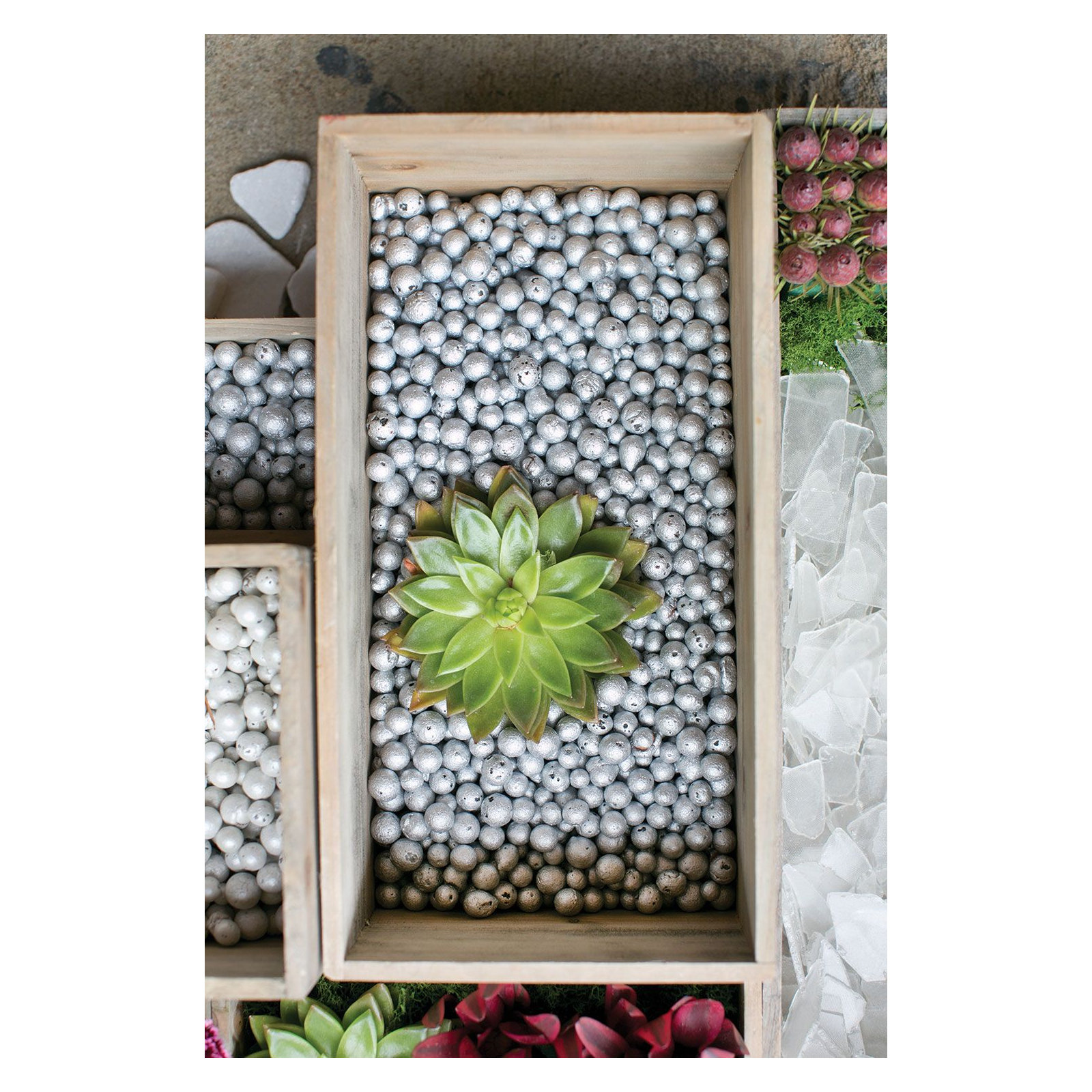 Tariah Handmade Wood Planter Box, Brown, 7" H x 13.5" W x 6" D
