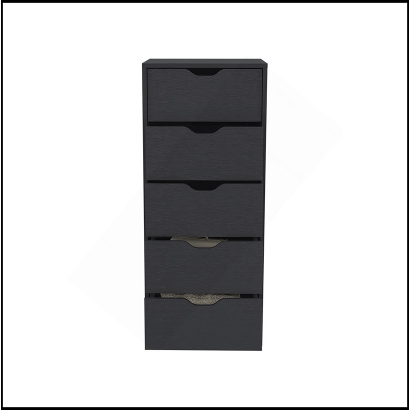 Commode Kamran, cinq tiroirs Narrows, Noir