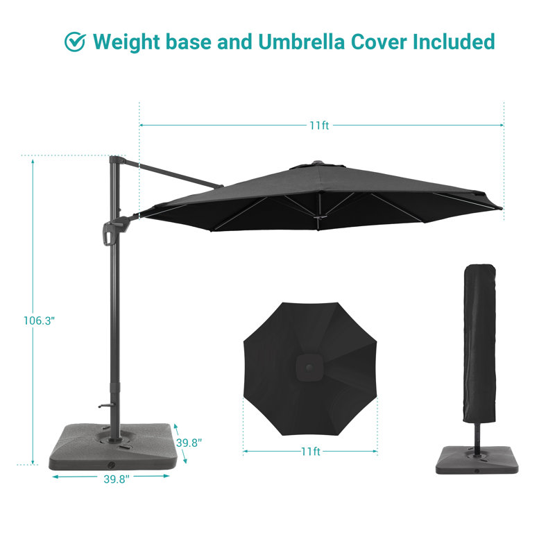 Parasol 11 'Cantilever, Noir