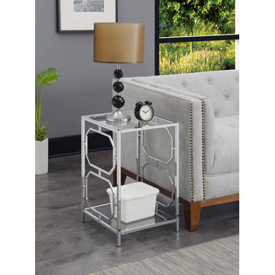 Gobert Glass Top End Table with Storage