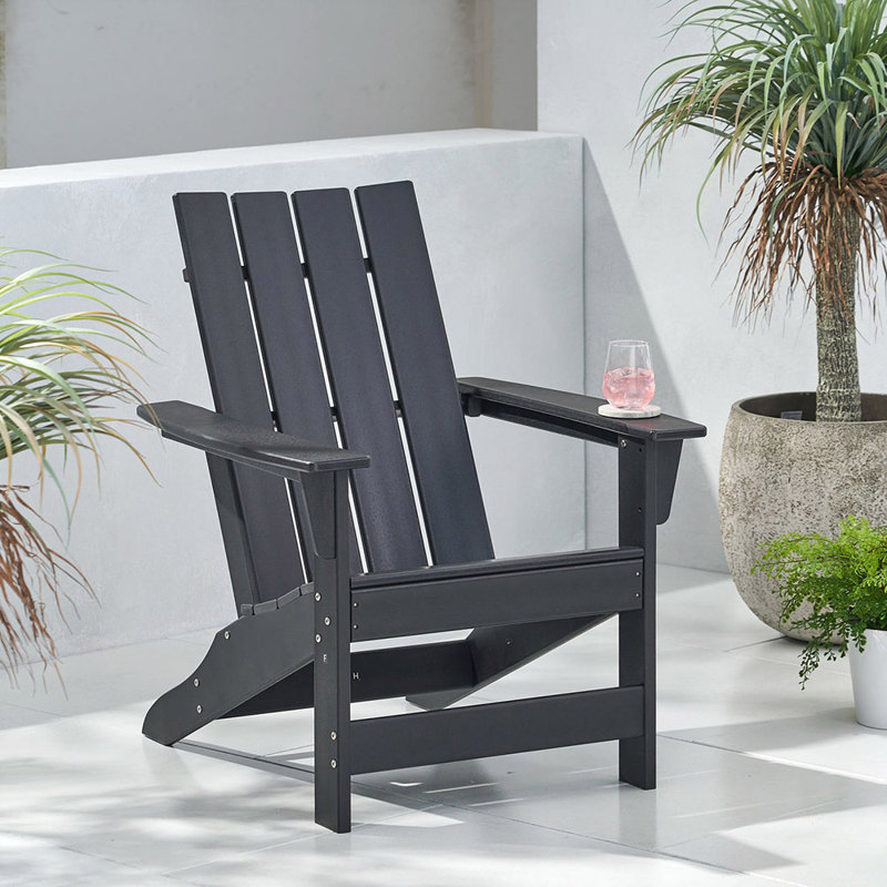 Chaise Adirondack en bois massif Izatt, Noir