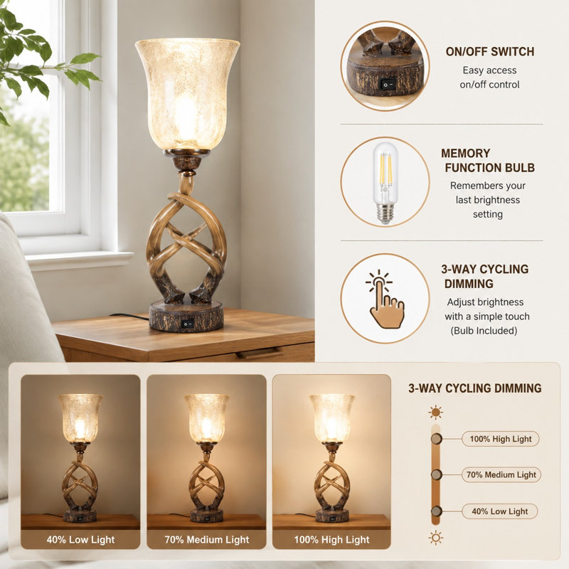 Cette lampe de table de 52 cm (20,5 pouces) en forme de bois de cerf est équipée de ports USB et d'une fonction mémoire.