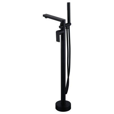 Robinet de baignoire à fixation au sol Robinet de baignoire autoportant à poignée simple en laiton avec douche à main
