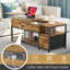 Table basse à plateau relevable avec station de charge et tiroir de rangement en tissu Delanty