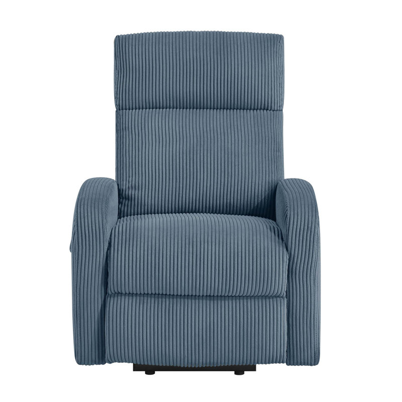 Contemporary Power Lift Chair Recliner With Plush Corduroy Upholstery And Comfort Side Pocket For Living Room, Blue
