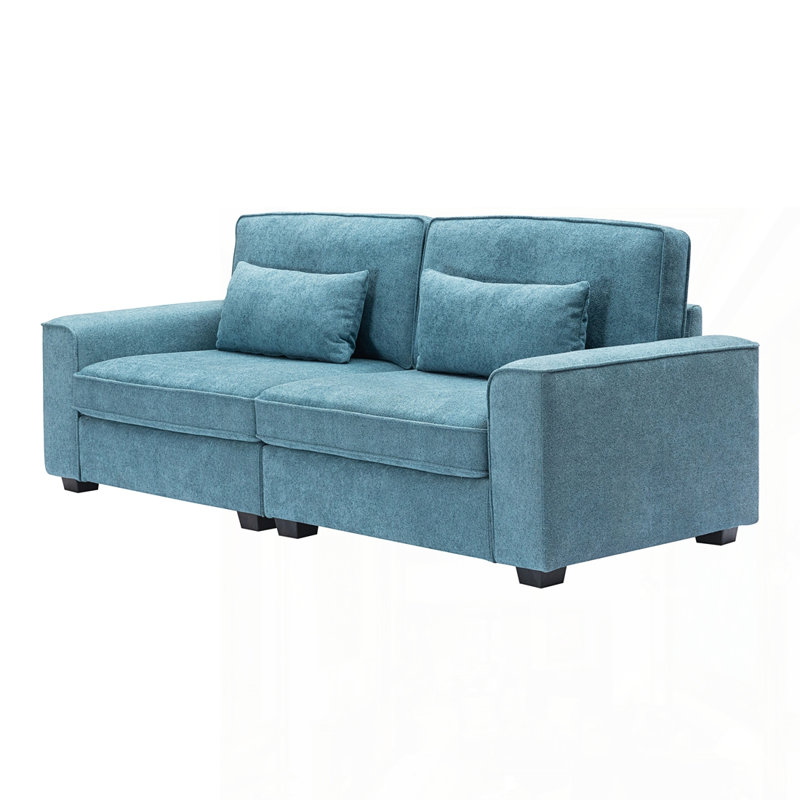 Canapé élégant avec accoudoirs et coussins moelleux, Bleu