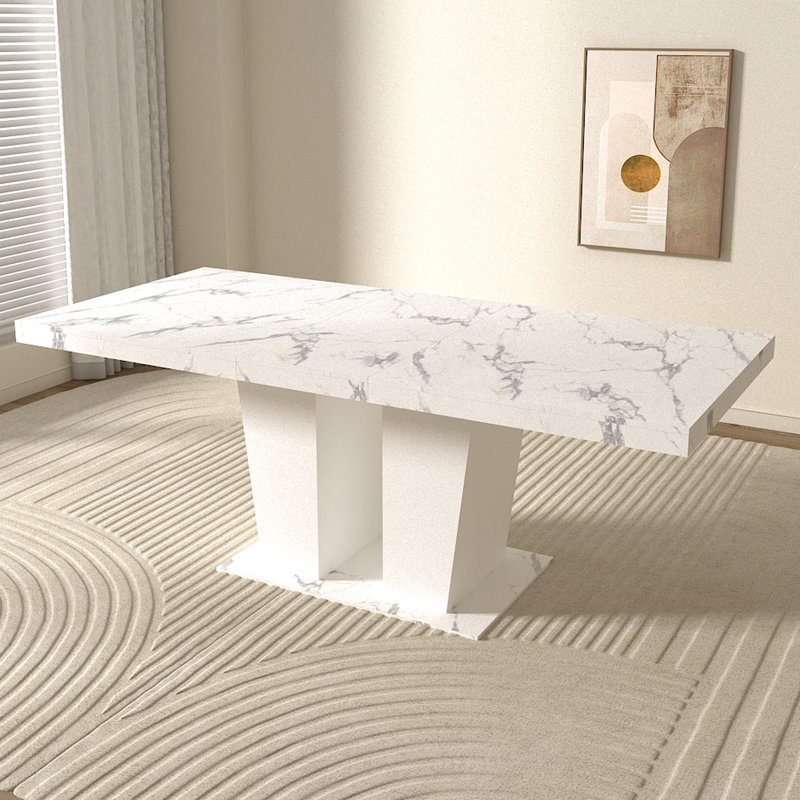 Modern White Marble Dining Table, Extendable For 6 - 10 People Table In 10, Space Design