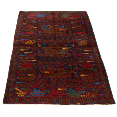 Tapis bleu marine foncé Rare War 3 pi 9 po x 6 pi 4 po