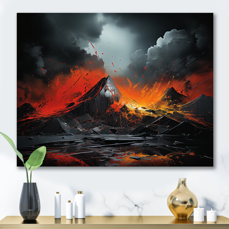 «Volcano Volcanic Explosion Moonlight II», reproduction sur toile, Toile tendue, H 34 po x l 44 po x P 1,5 po