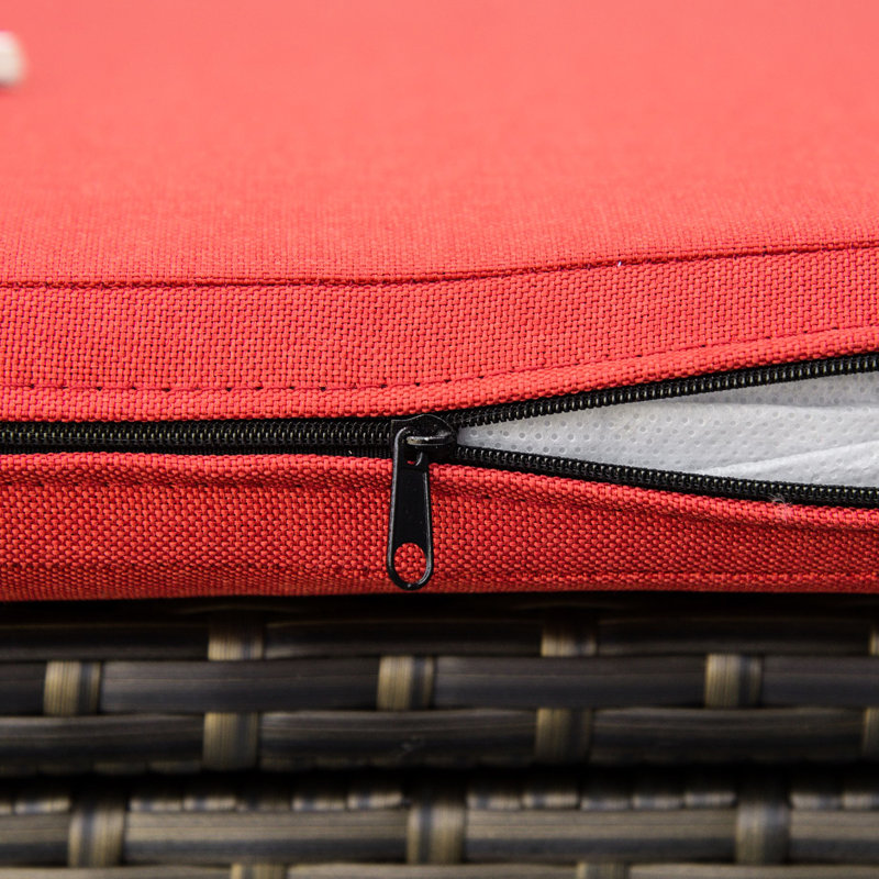 Banc de rangement rouge pour patio de 27 gallons avec poignées et coussin