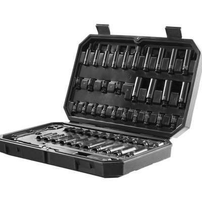 55 pièces 6 1/4 "douilles à chocs en acier pour couple élevé avec taille roulée et rangement pratique