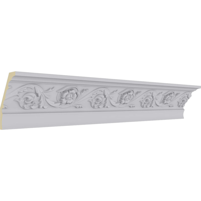 3 1/8"H x 2 1/8"P x 3 3/4"F x 94 1/2"L Floral Crown Moulding