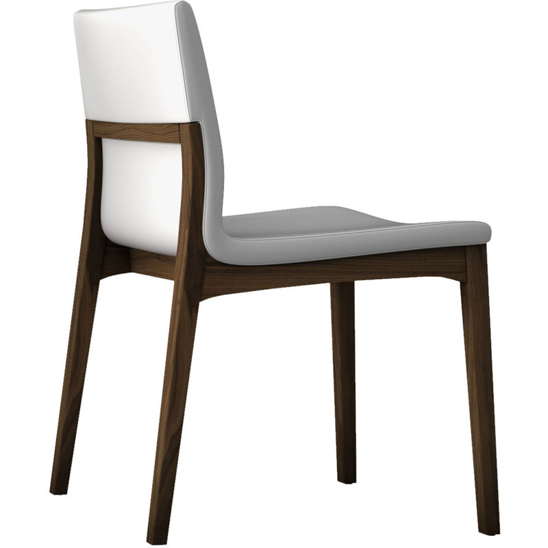 Enna Leather Dining Chair, White on Canaletto Walnut