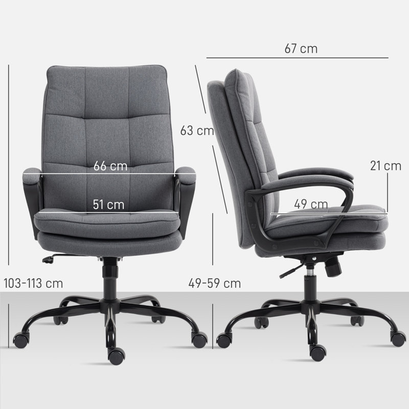 Linen Office Chair, Dark Grey 