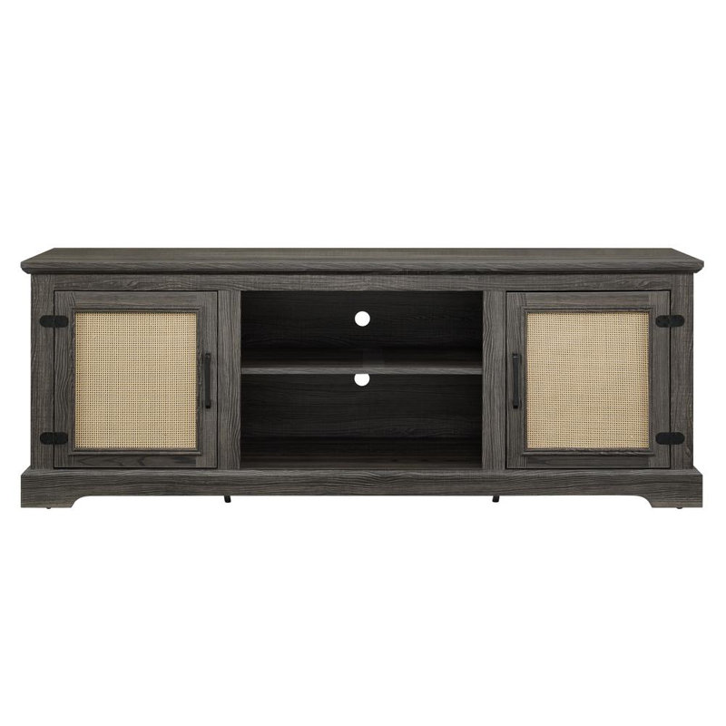 Meuble télé Farmhouse Rattan, Gris antique, Non