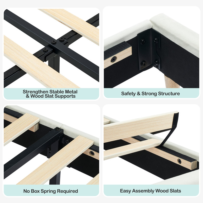 Twin Bed Frames, Upholstered Platform Bed Frame, Begie