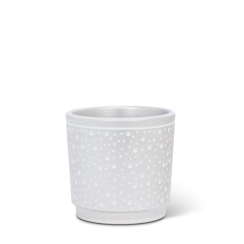 Ceramic Pot Planter, Silver, 4.25" H x 4.25" W x 4.25" D