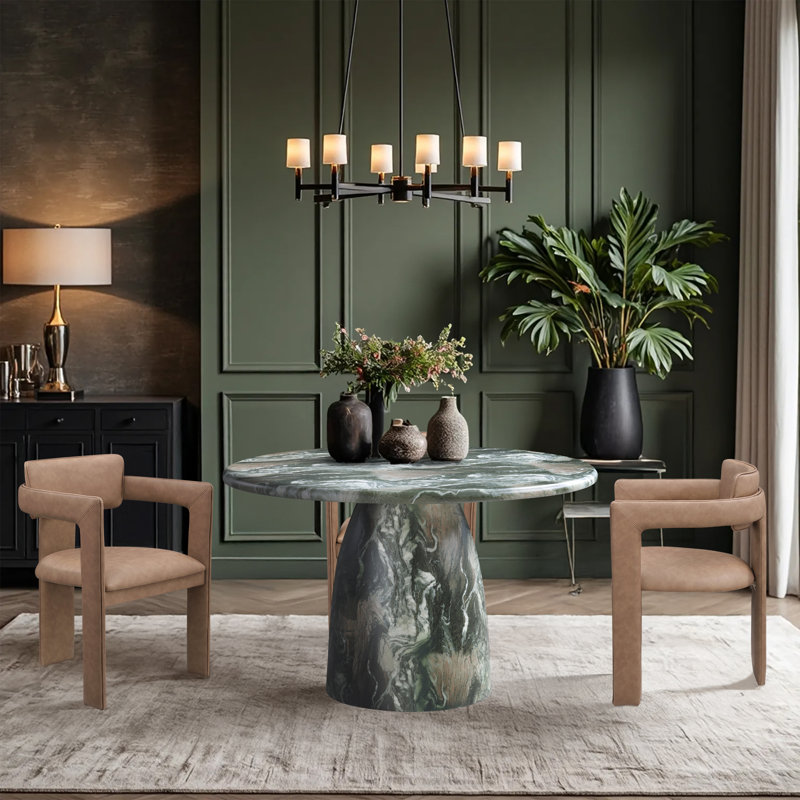 Table de salle à manger C béton, 76 cm (H) x 123 cm (L) x 123 cm (P), Vert