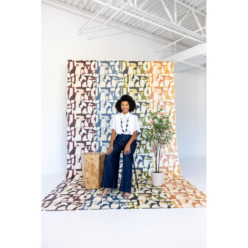 Abstract Attraction Wallpaper, Non-Pasted, Denim Slate, Faux Grasscloth